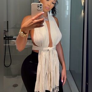 Elegant Cream Wrap Top